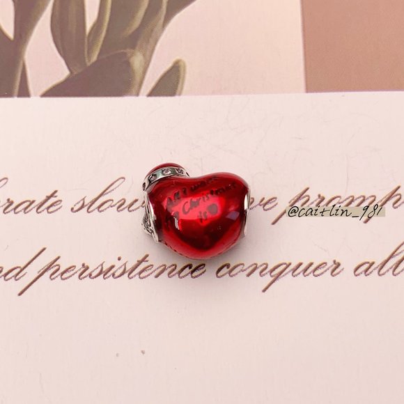 Pandora Metallic Red Christmas Heart Charm - Picture 5 of 6